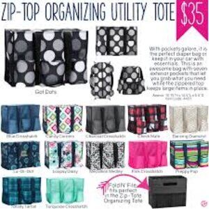 Thirty-One Zip Top Organizing Utility Tote Pink NWOT